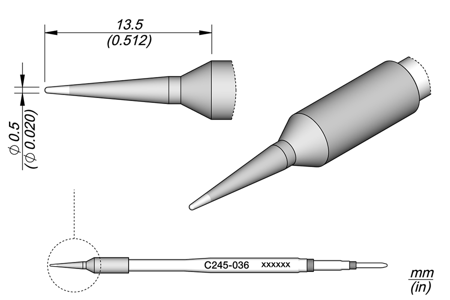 JB04C - CARTOUCHE CONICO Ø0,5 S1 POUR CRAYON T245 (SOUTIEN ÉPAI)