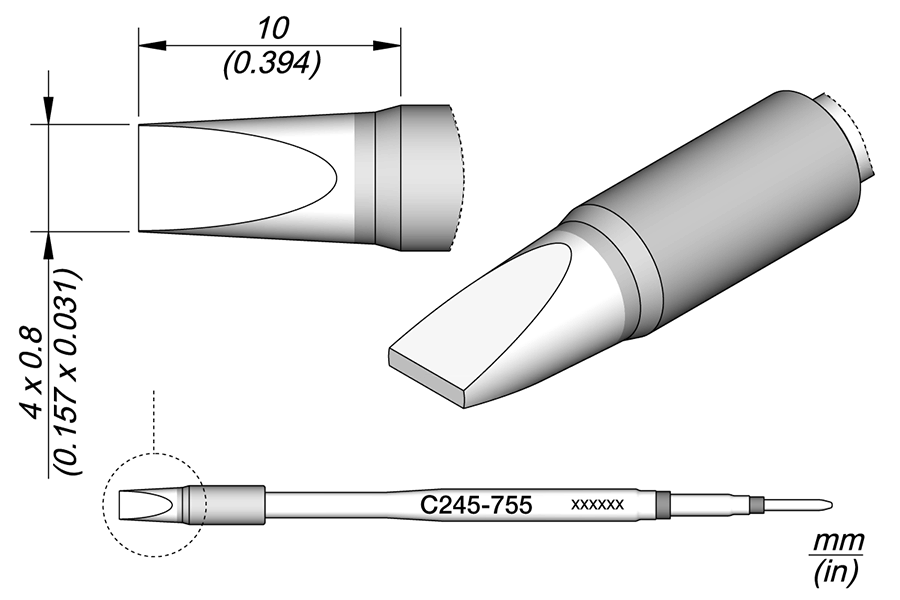 JB07C - CARTUCHO CINCEL 4X0,8 HT PARA LAPIZ T245 (DESOLDAR GRANDES COMPONENTES)