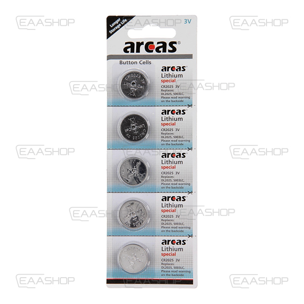 CR2025 - ARCAS PACK 5 PILES BOUTON LITHIUM CR2025