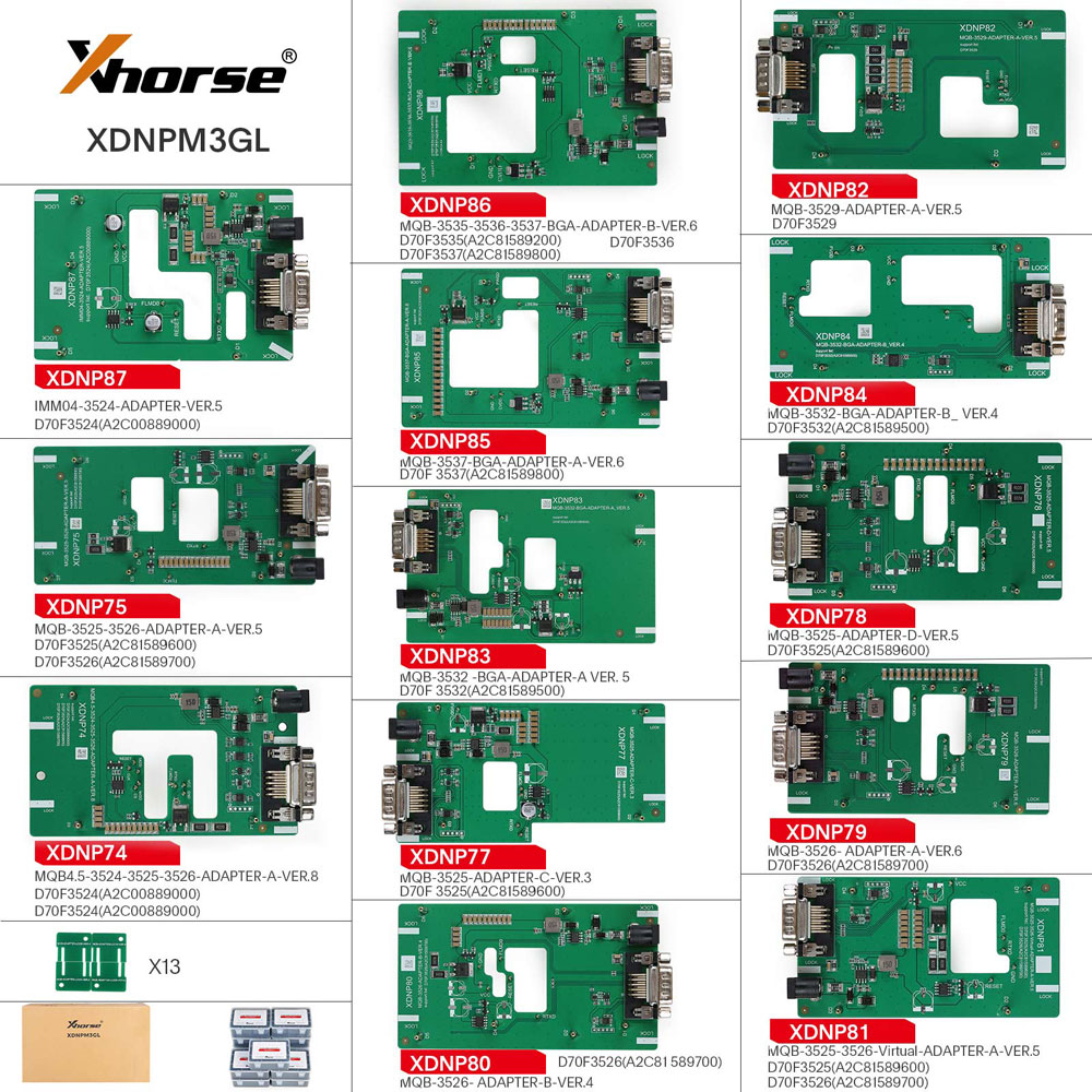 XH94 -PACK DE ADAPTADORES MQB, 13PCS